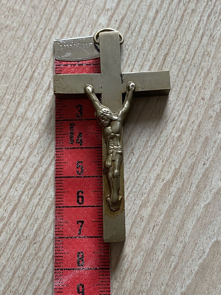 Krzyż Krzyżyk Jezus dewocjonalia stary z mosiądzu prl retro