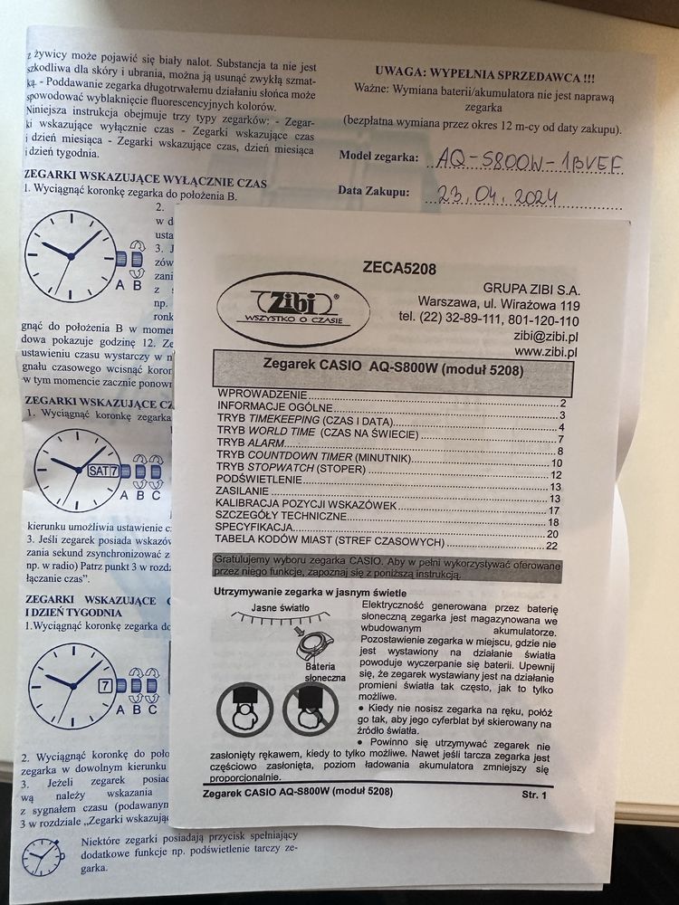 Nowy zegarek firmy CASIO