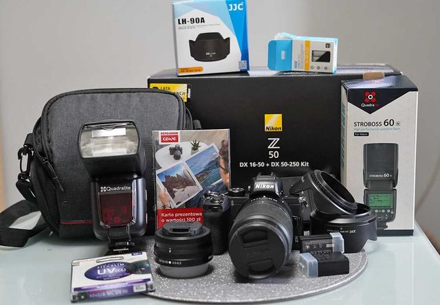 Nikon Z50 +obiektywy+ gwarancja+ lampa + torba+ gratis