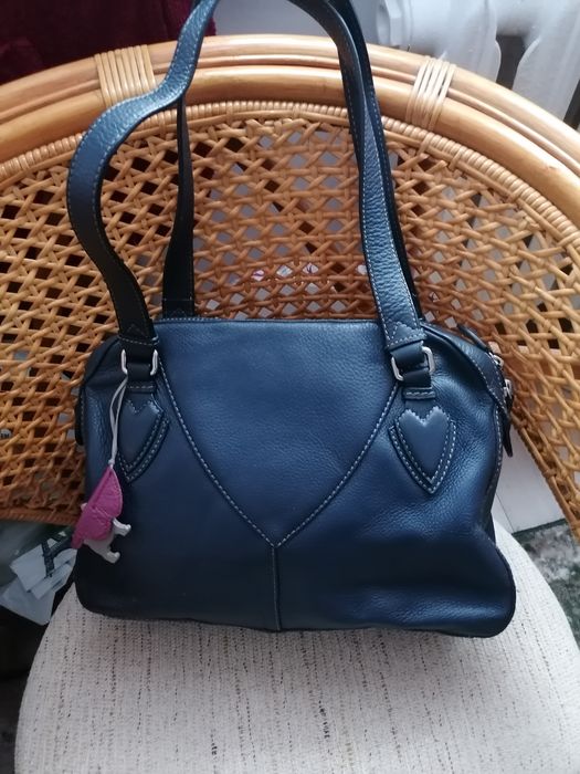 Torebka damska firmy Radley - skóra naturalna - kolor granatowy.
