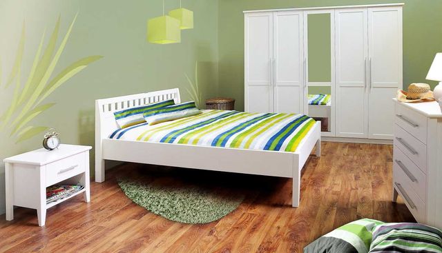Drewniane łóżko sosnowe 160x200cm, białe WYPRZEDAŻ