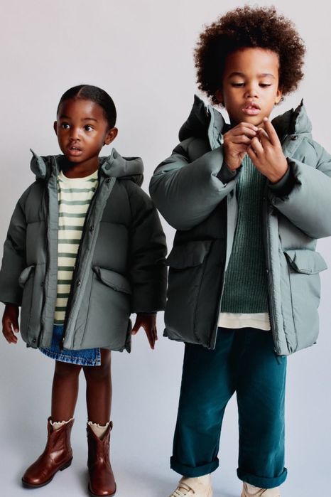 ZARA 92,98,104,110,116 натуральний зимовий пуховик куртка