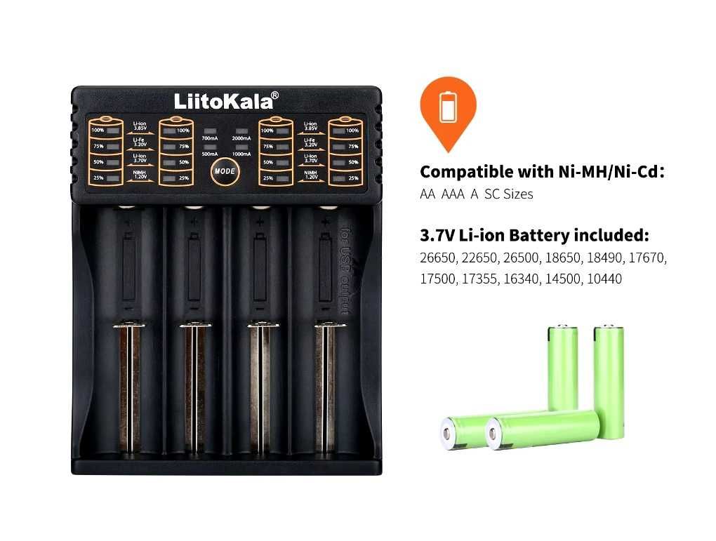 LiitoKala Lii-402 зарядка, зарядное устройство 18650 Li-Ion LiFePO4