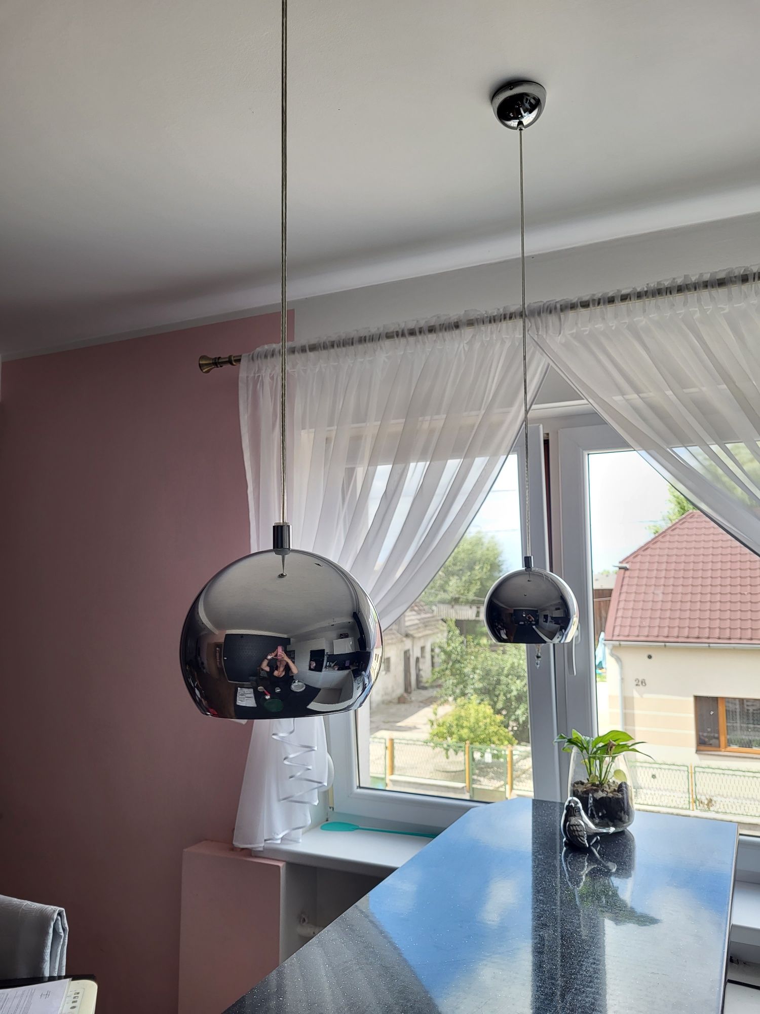 Lampy kule chrom zestaw salon+kuchnia