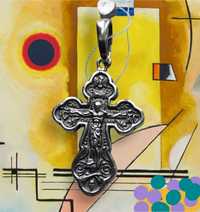 Серебряные цепочка и крестик, крестик качественный новодел