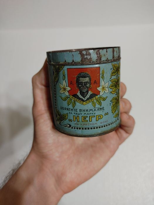Жестяная банка Кофе Турецкий НЕГР Мокко Одесса 1920-е гг