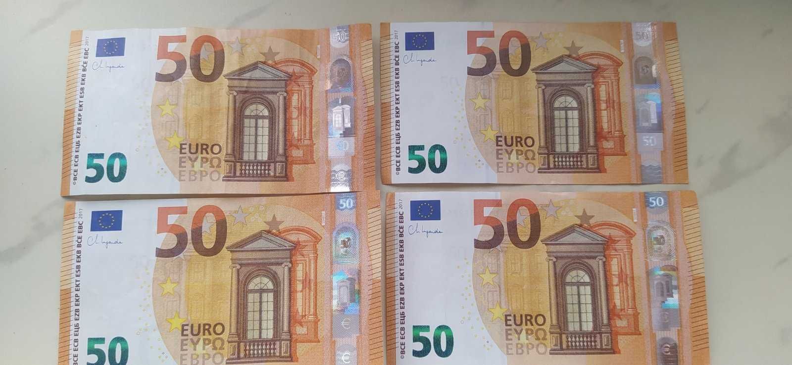 Купюри 50 євро з цікавим номером.50 евро  с тремя и 4мя шестерками