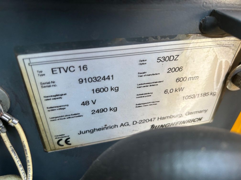 Jungheinrich ETVC 16 przesuw boczny wózek widłowy wysokiego składu