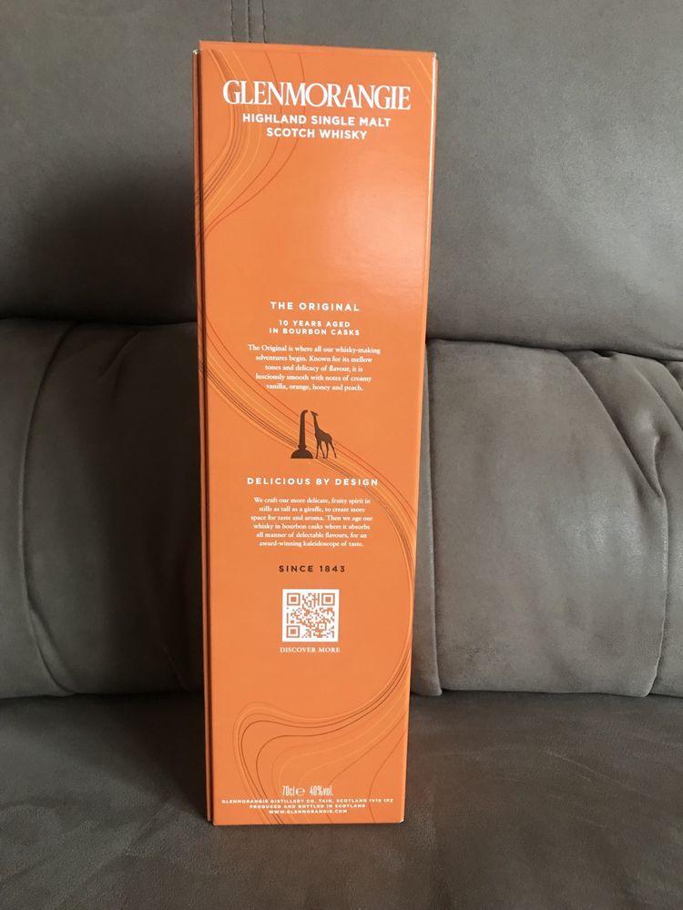 Пустая бутылка и коробка Glenmorangie