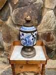 Candeeiro Petróleo Óleo Porcelana Chinesa séc XVIII 34 cm Funciona