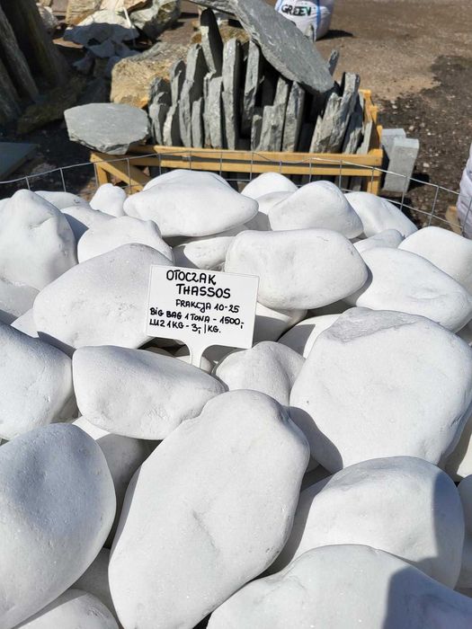 Otoczak Thassos grecki biały kamień Kamienie ogrodowe dekoracyjne ozdo