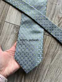 Krawat szary w zielone kropki 100% jedwab Silk Naboth Paris