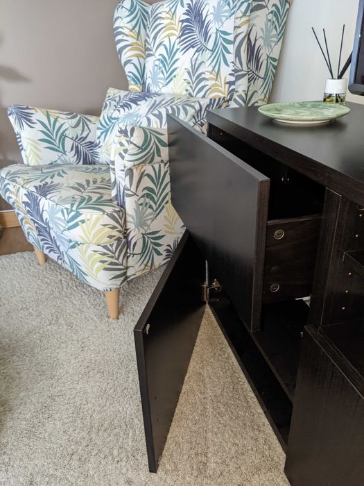 LAPPVIKEN: Conjunto porta e gaveta para móvel BESTA, preto-castanho