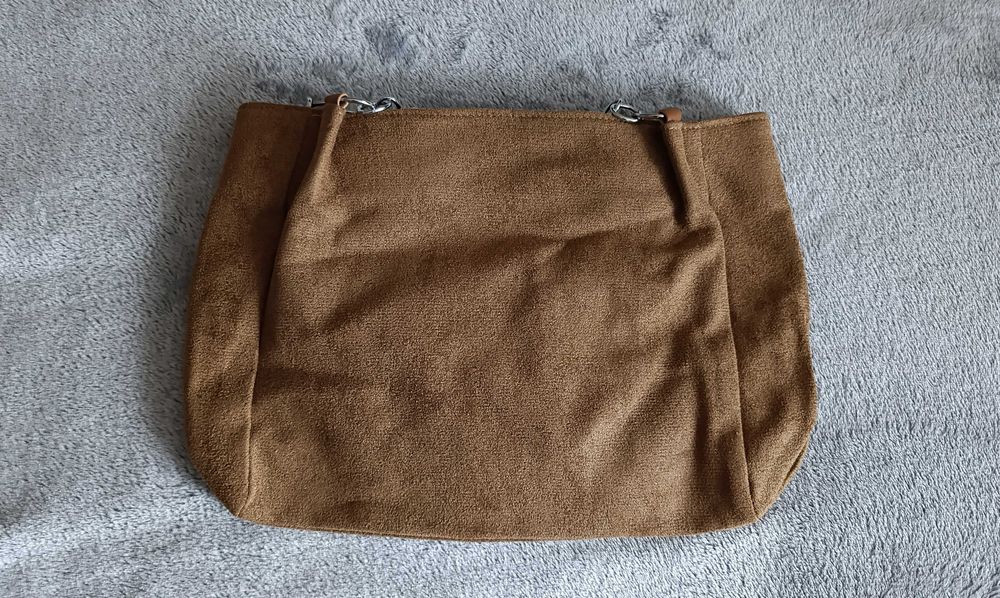 Nowa damska stylowa torebka z materiału z zamszu/ torba worek brązowa