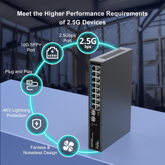 18 портовий некерований комутатор Ethernet з 2,5G Base T портами