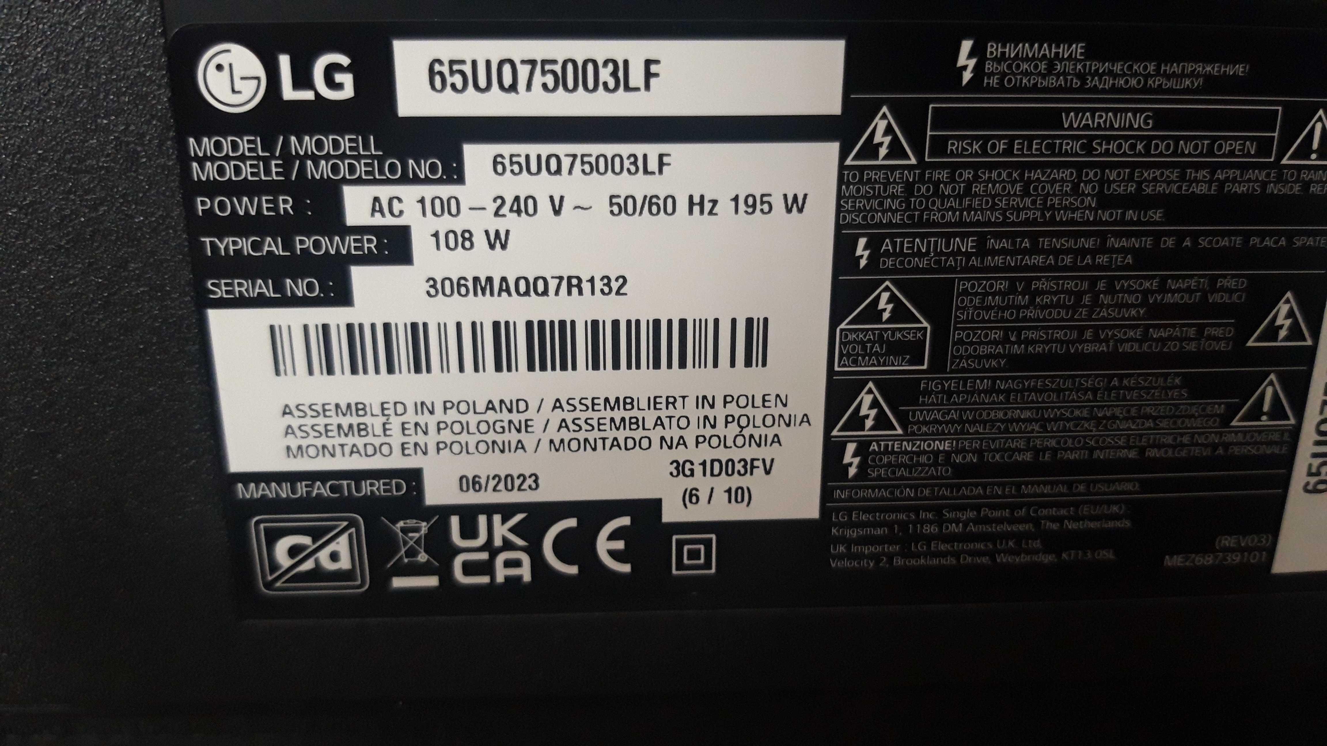 Tv LG 65" 4K UHD smatr tv webOS DVb-T2 hevec stan idealny