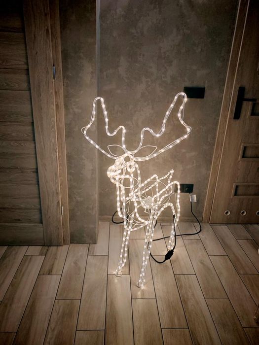 Renifer świąteczny LED XXL z ruchomą głową 312LED Figura świąteczna 3D