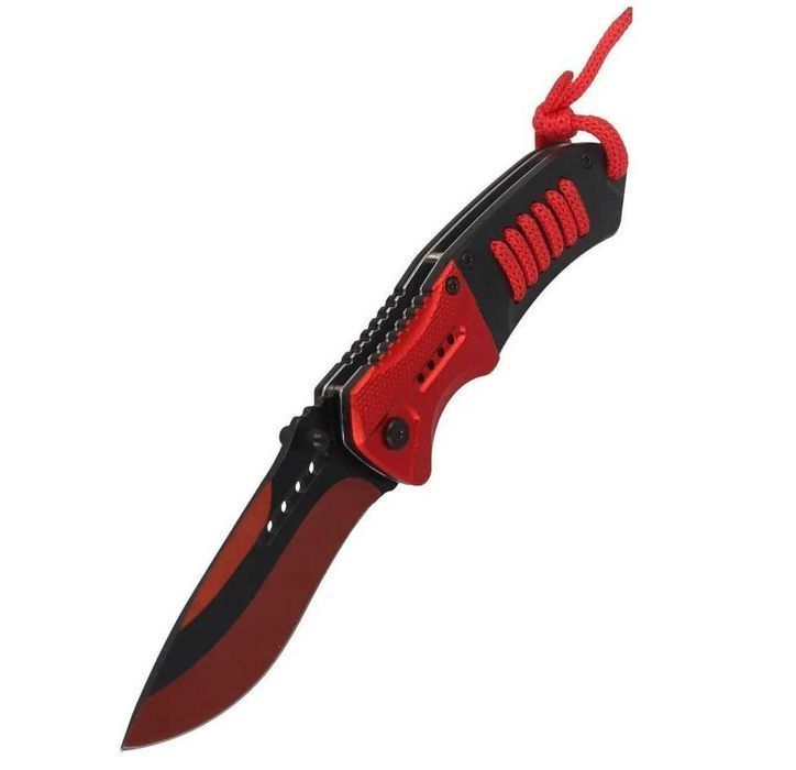 FOXTER® Nóż składany ratowniczy wojskowy taktyczny red 21cm
