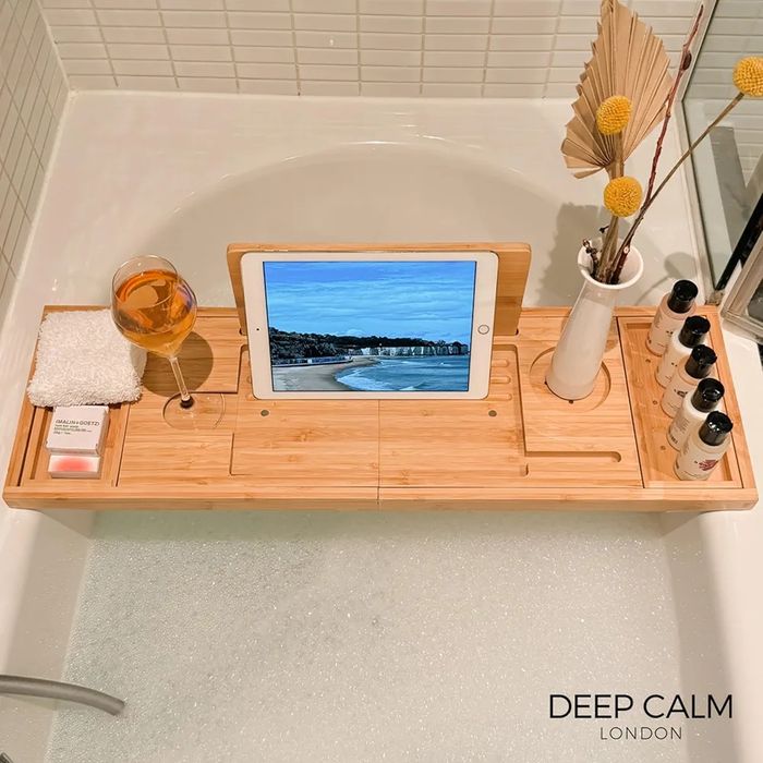 Taca podstawka bambusowa do wanny deep calm london 70cm regulowana