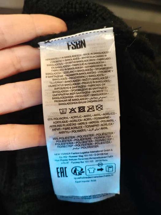 Sweter męski FSBN regular fit,M,czarny sweter pleciony