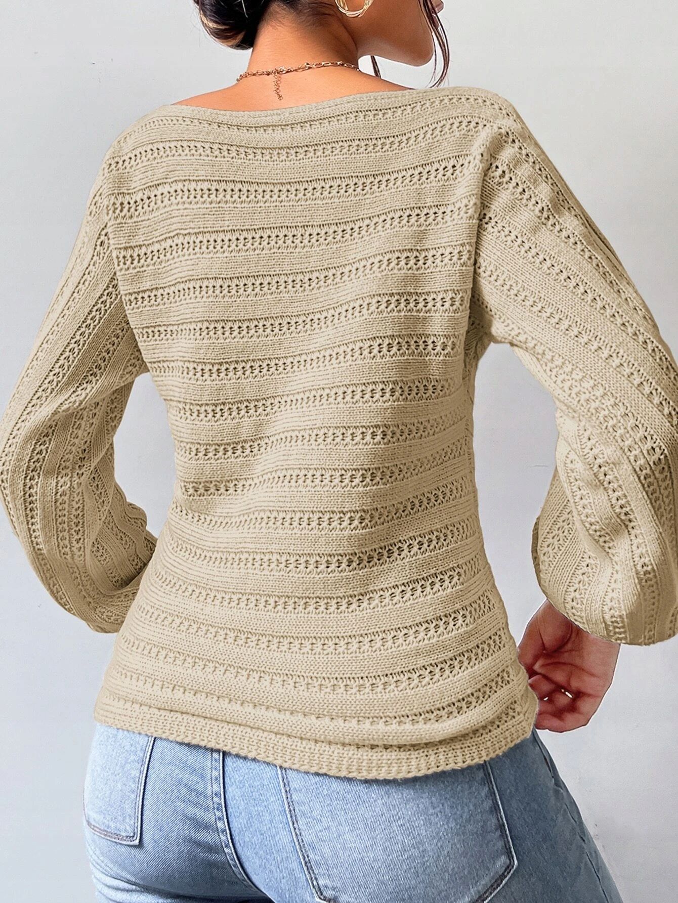 Sweter Z Rękawami Batwing Dekolt Łódka L 40