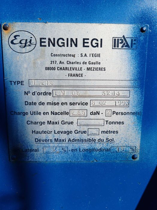 Автовишка Engin EGI IPAF T216 France Підйомник Man Iveco Daf