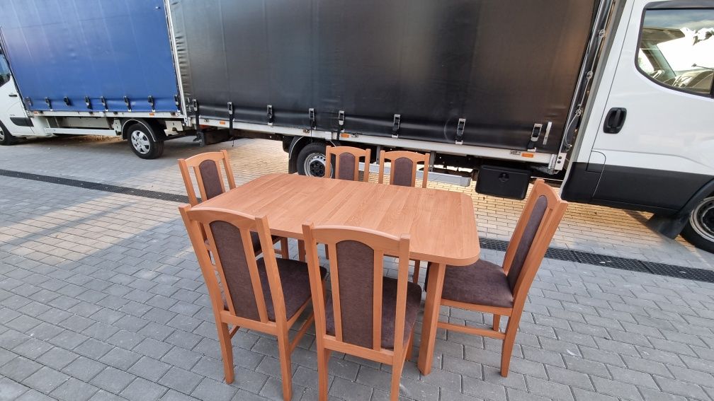 Nowe: Stół z 6 krzesłami, olcha+brąz, transport cała Polska