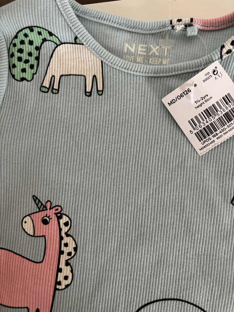 Zestaw koszulek bluzek Next nowa 92 cm jednorożec dunnes stores torebk