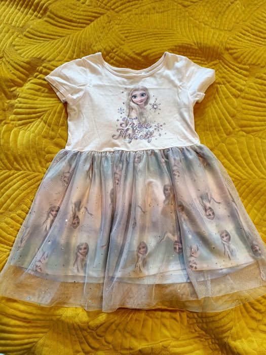 Piękna sukienka kraina lodu Elza tiulowa bal przebierańców 110 116 H&m