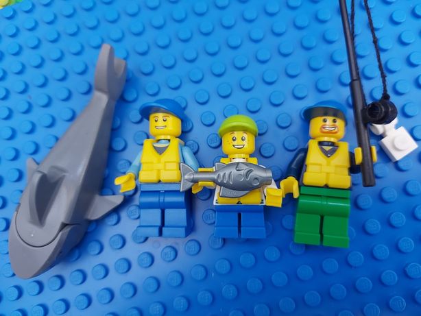 Zestaw minifigurek Lego, rodzina na rybach, używane, stan bardzo dobry