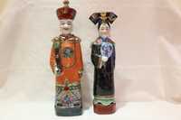 Raro Par de Dignatários Esculturas Porcelana Chinesa XIX marcados 38 c