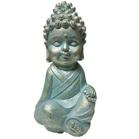 Figurka Buddy Budda turkusowo-złota 24cm dekoracyjna