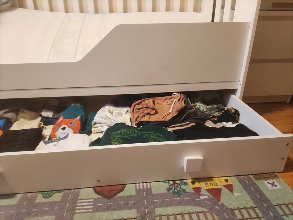 Łóżeczko dziecięce drewniane białe 140x70