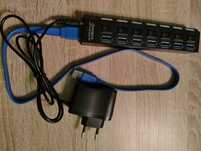 Stacja ładowania USB, HUB, 7-portowy koncentrator USB 3.0 z zasilaczem