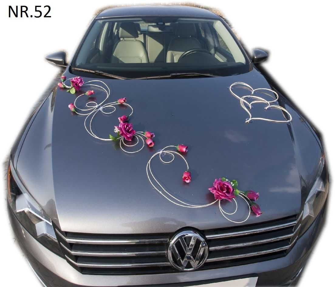 Dekoracja samochodu stroik ozdoby na auto do ślubu 052