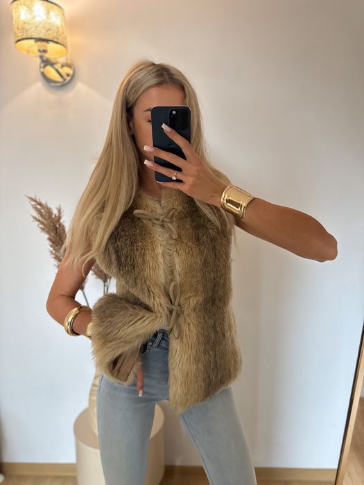 Naturalna futrzana kamizelka z lisa futro bezrekawnik