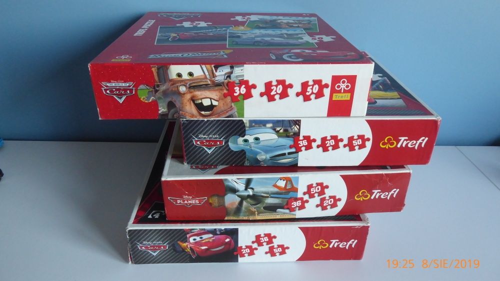 Zestaw 4 pudełka: puzzle Trefl CARS, Planes-samoloty