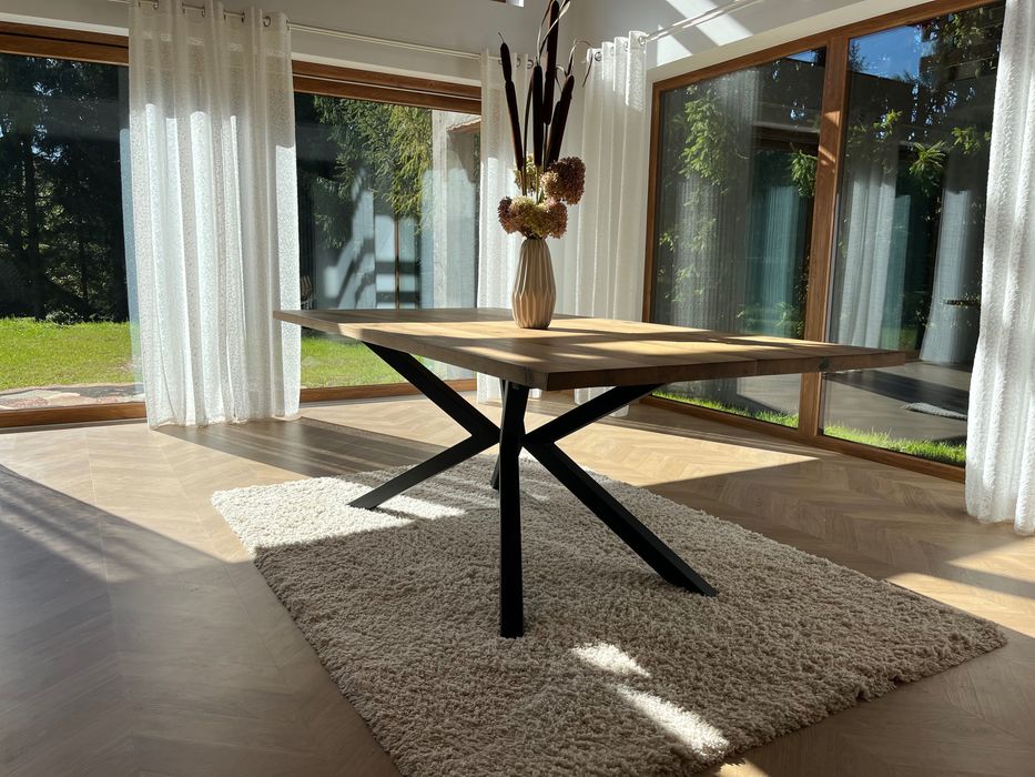 Stół lity dębowy nogi pająk loft