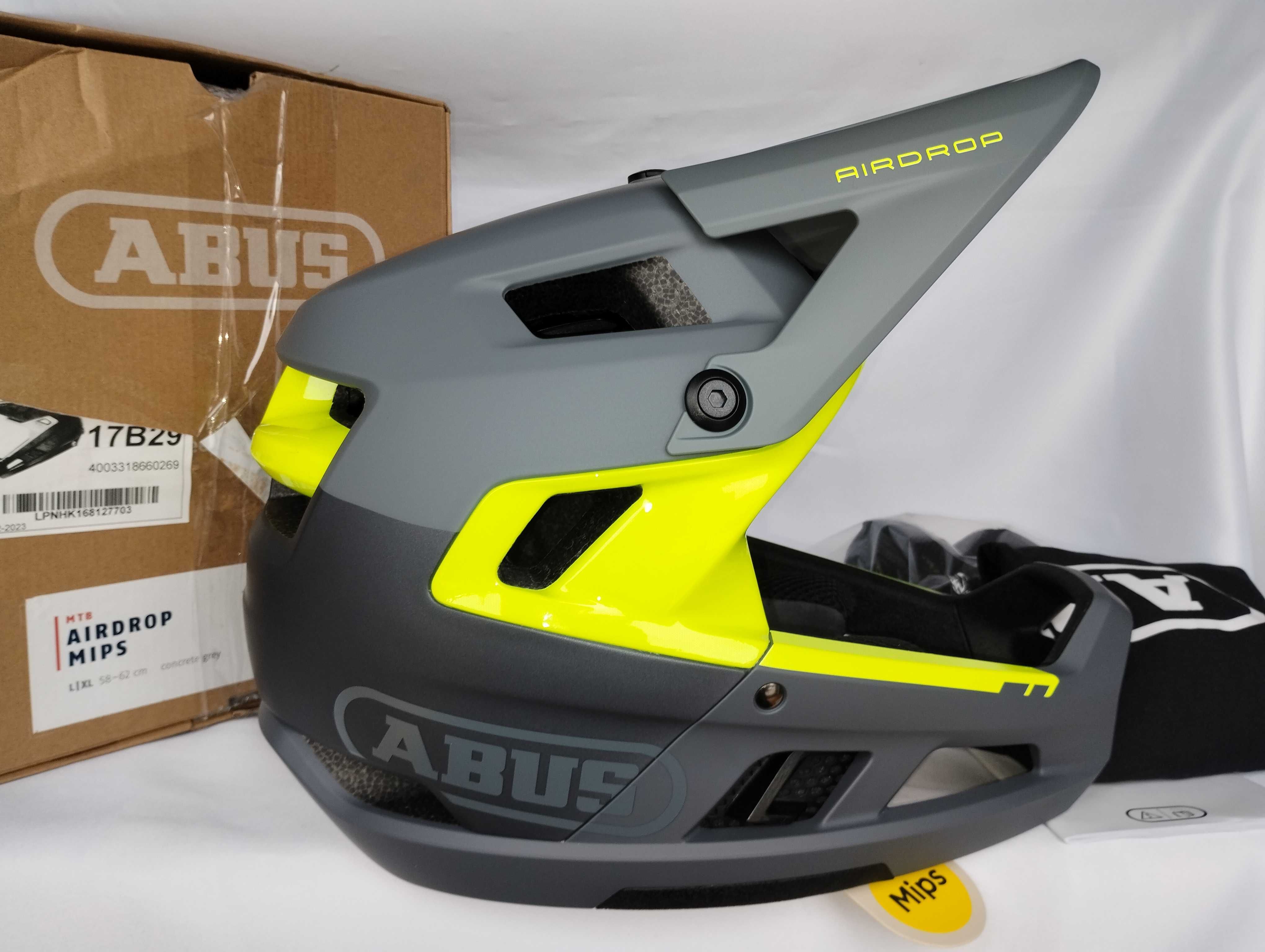 Kask rowerowy fullface Abus AirDrop Mips Concrete Grey L/XL 58-62cm