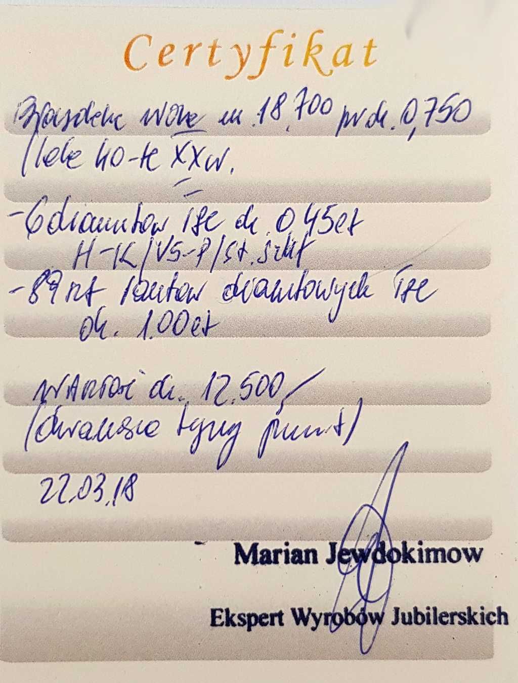 Złota bransoleta Art deco z diamentami i rautami diamentowymi 1,45 ct