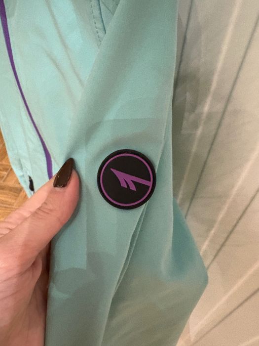 Kurtka hi tec miętowa fioletowy z kapturem L przeciwdeszczowa lecproof