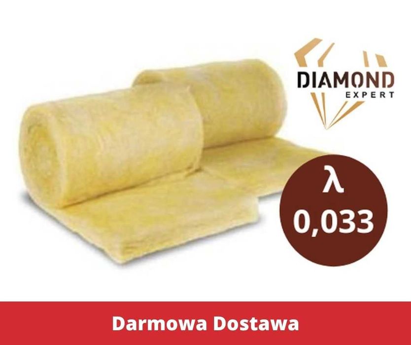 Wełna Mineralna Na Poddasze-10cm Rolki 0,033 - 5,10,12,15,18,20