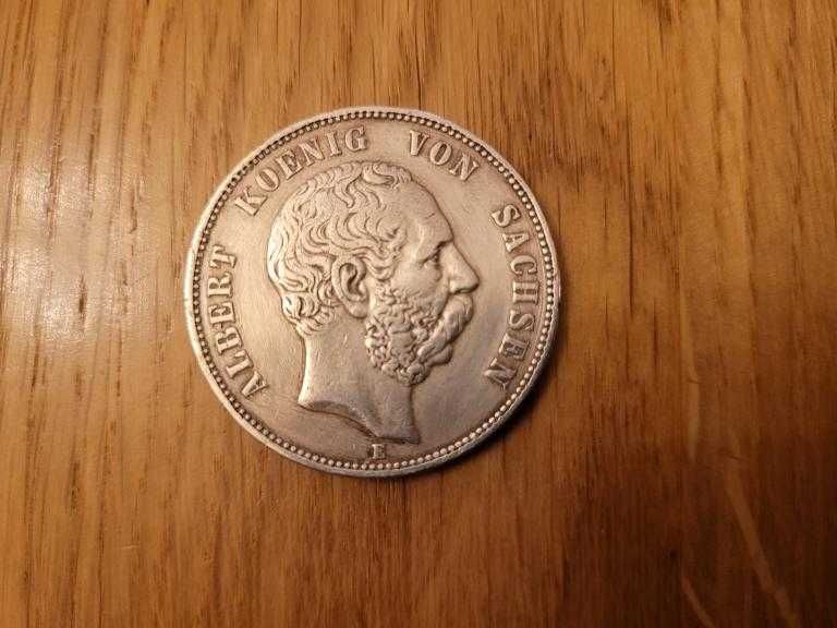 Саксония 5 марок 1876 год