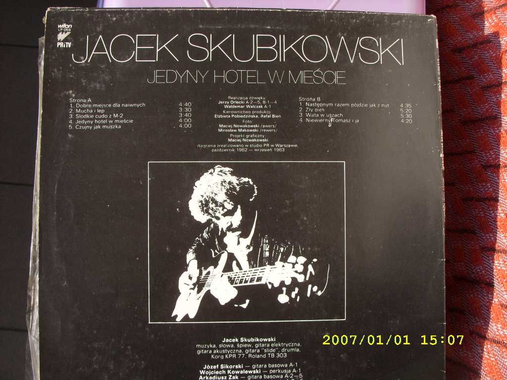 6. Plyta gramofonowa;; Jacek Skubikowski-Jedyny hotel. 1984 rok.