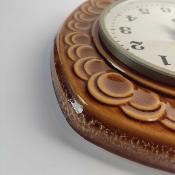Ceramiczny zegar kwarcowy ścienny Weimar, Niemcy, lata 70-te