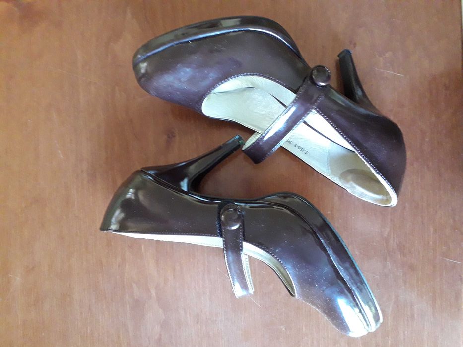 Brązowe buty czółenka szpilki na platformie rozmiar 38 - vintage retro