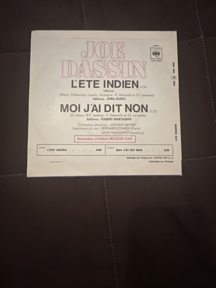 Joe Dassin- “L’ete Indien” e “Moi J’ai dit non”