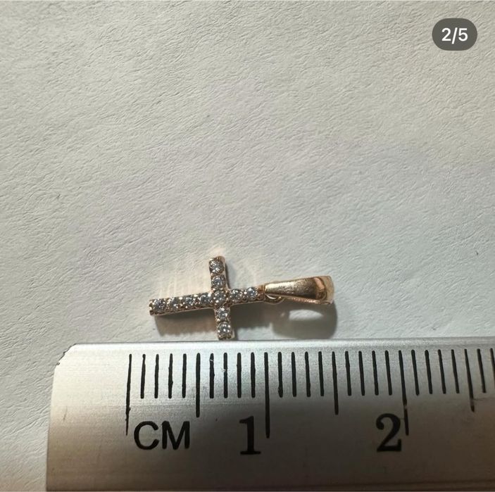 Підвіска Хрестик 0.51г з куб. цирконіями- золото 585 пооба