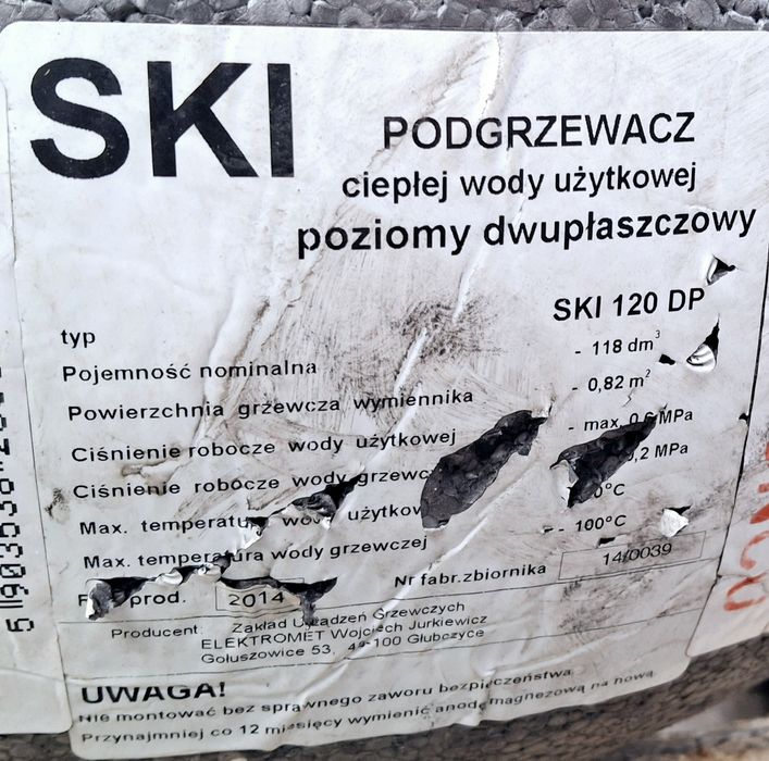 Podgrzewacz/ bojler/ zbiornik c.w.u. SKI 120 DP