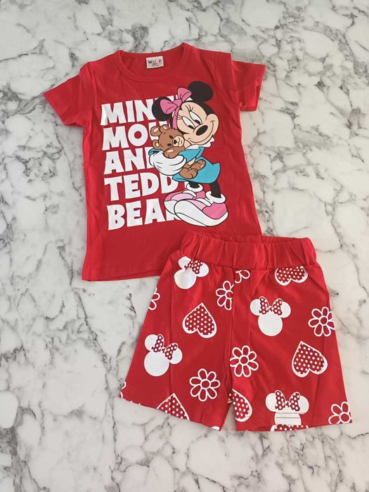 Komplet Myszka Minnie koszulka spodenki czerwony 104 110